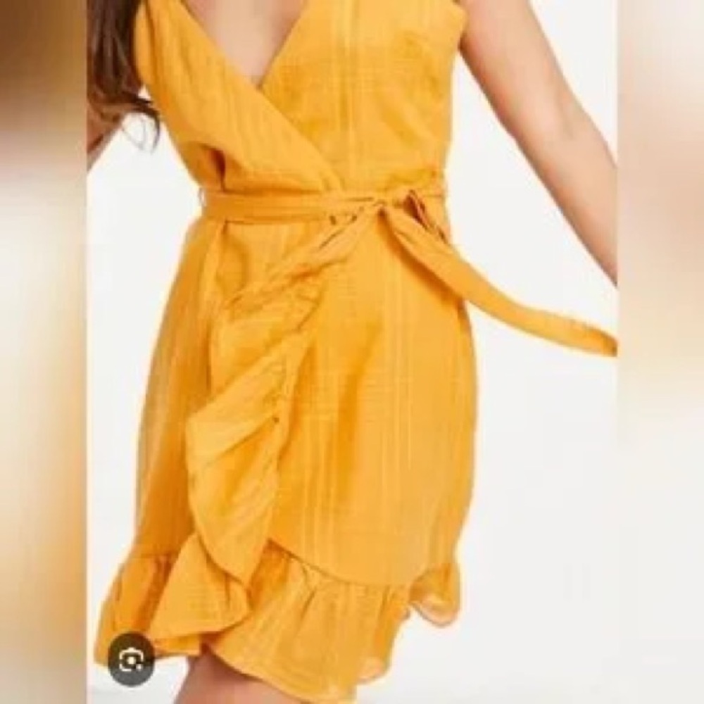 ASOS Ruffle Wrap Sundress 12 Orange - Picture 12 of 12